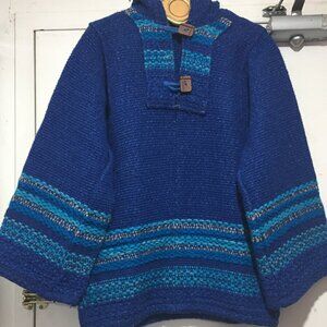 VINTAGE HPPPIE WOVEN WOOL HOODED SWEATERS SIZE S